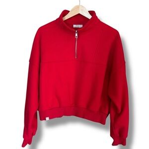 The Weekender Quarter Zip Sweatshirt by Alexander Jane Red L/XL